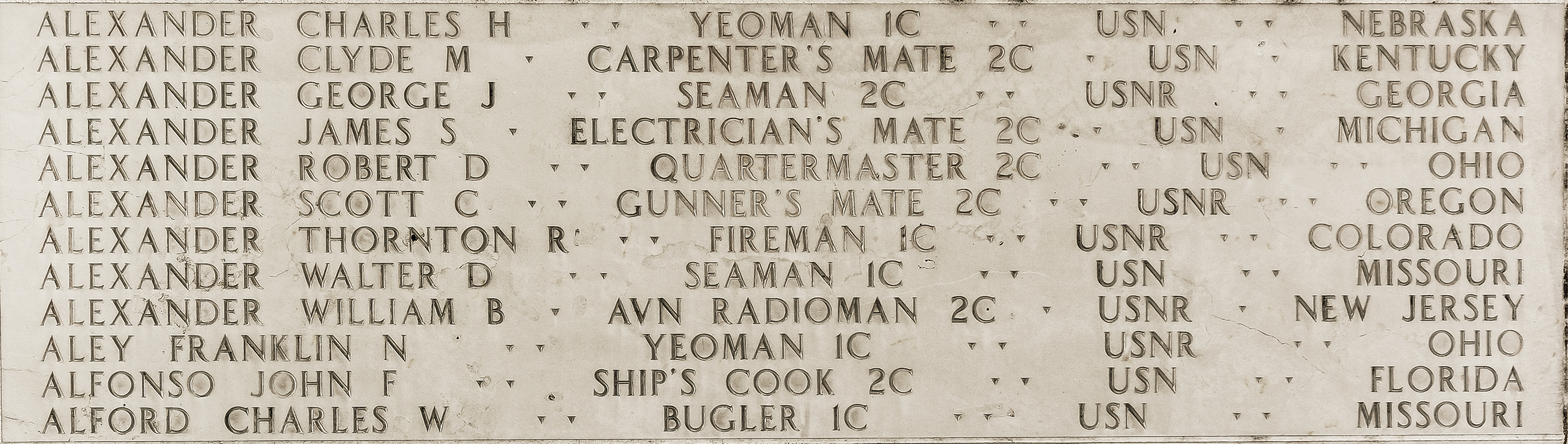 Charles H. Alexander, Yeoman First Class